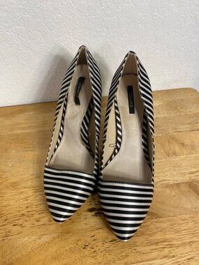 Woman's Black and White Stripped Heels